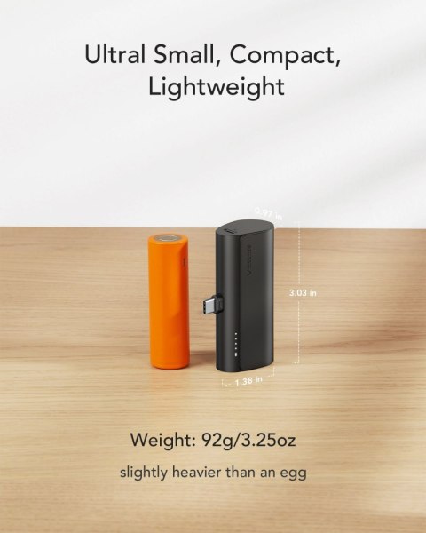 Powerbank Veger PlugOn (W0556/V0556) PD QC3.0 3A 20W 5000 mAh z wbudowanym złączem Typ C czarny