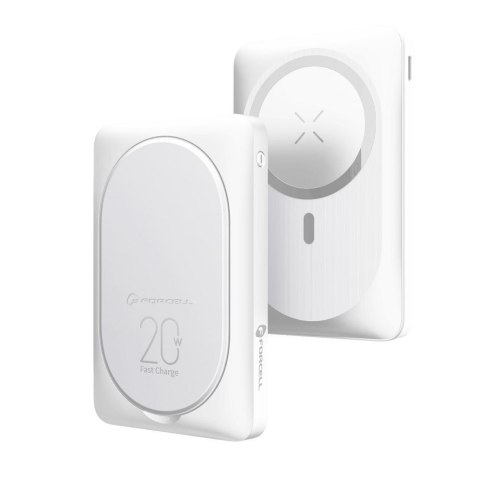 Powerbank zgodny z MagSafe Forcell F-Energy MagStand F10K2 QC3.0 PD 5A 20W 10000 mAh biały