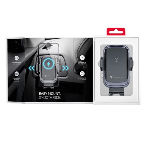 Uchwyt na telefon do samochodu indukcyjny Forcell F-Grip Grand F-24 15W do kratki srebrny