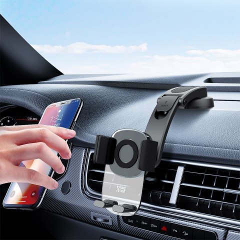 Uchwyt na telefon komórkowy do samochodu BLUE STAR Long Neck Crystal do deski / szyby czarny