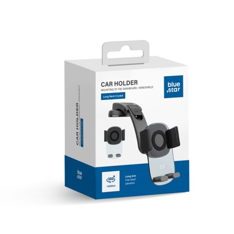Uchwyt na telefon komórkowy do samochodu BLUE STAR Long Neck Crystal do deski / szyby czarny