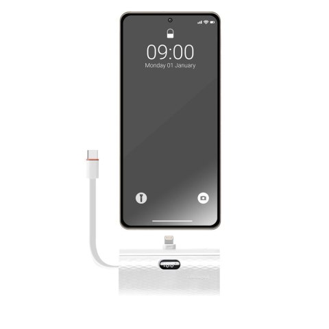 Powerbank Forcell F-Energy Power Plug F5K3 PD 20W 5000 mAh z wbudowanym złączem Lightning biały