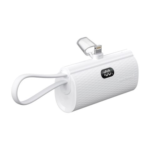 Powerbank Forcell F-Energy Power Plug F5K3 PD 20W 5000 mAh z wbudowanym złączem Lightning biały