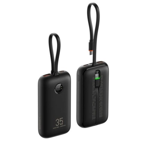 Powerbank Veger K1 (W1188) PD QC3.0 35W 10000 mAh z wbudowanymi kablami USB C / Lightning czarny