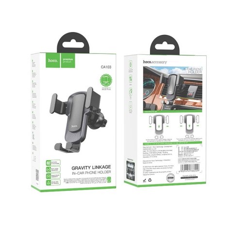 Uchwyt na telefon do samochodu grawitacyjny Hoco do kratki CA103 czarny