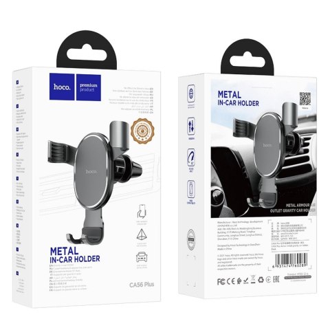 Uchwyt na telefon do samochodu grawitacyjny Hoco do kratki CA56 PLUS metal czarny