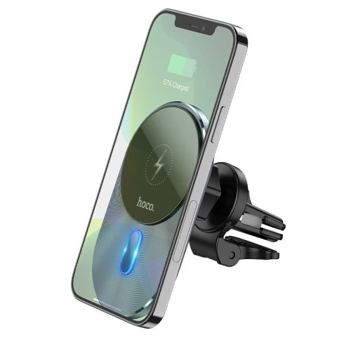 Uchwyt na telefon do samochodu indukcyjny zgodny z MagSafe Hoco 15W do kratki CA91 szary