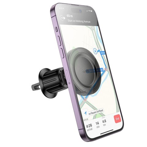 Uchwyt na telefon do samochodu magnetyczny zgodny z MagSafe Hoco do kratki H56 czarny