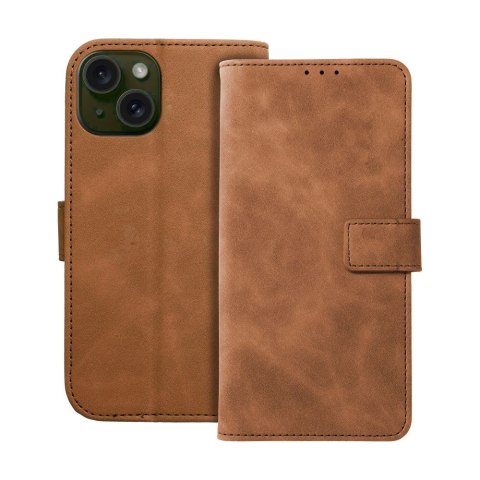 Etui z klapką na iPhone 15 Tender Book brązowe