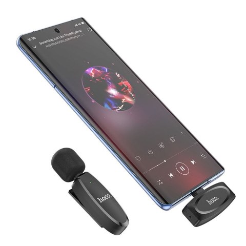 Mikrofon krawatowy bezprzewodowy USB C Hoco L15 czarny