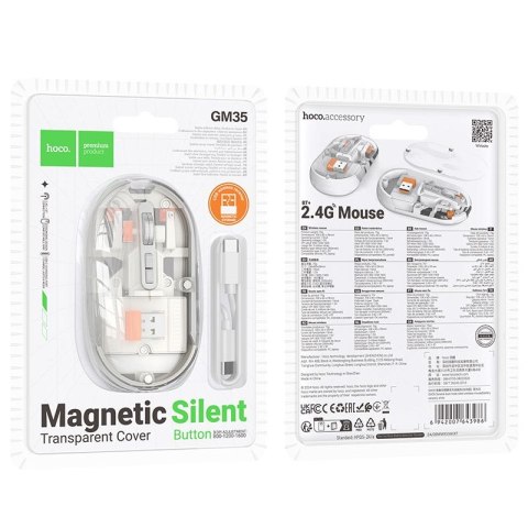 Myszka bezprzewodowa Hoco 2,4G 1600 dpi dual mode bluetooth GM35 biała