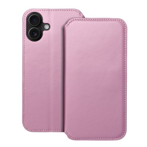 Etui z klapką na iPhone 16 PLUS Dual Pocket Book jasnoróżowe