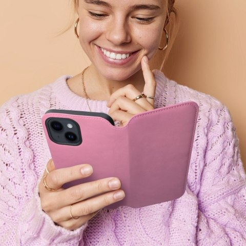 Etui z klapką na iPhone 16 PLUS Dual Pocket Book jasnoróżowe