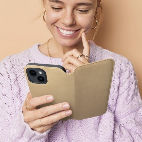Etui z klapką na iPhone 16 PLUS Dual Pocket Book złote