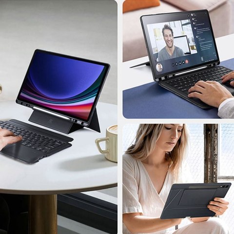 DUX DUCIS etui DK składane z klawiaturą bezprzewodową do SAMSUNG Tab S10 Plus/S9 Plus/S9 FE Plus czarne