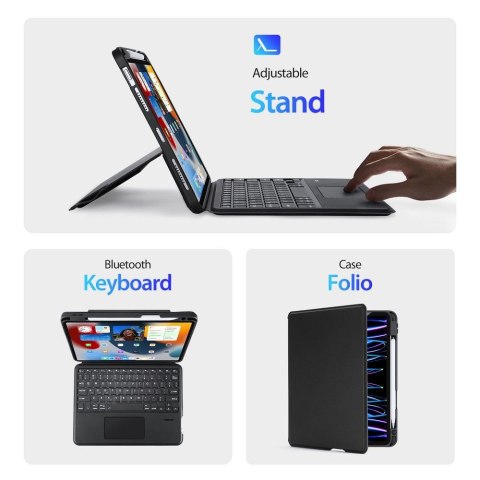 DUX DUCIS etui DK składane z klawiaturą bezprzewodową do iPad 4/5/6/iPad Pro 11 (2018/2020/2021/2022) czarne