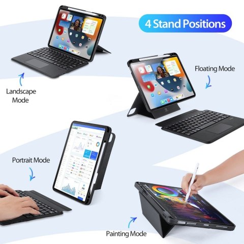 DUX DUCIS etui DK składane z klawiaturą bezprzewodową do iPad 4/5/6/iPad Pro 11 (2018/2020/2021/2022) czarne