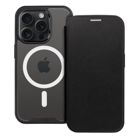 Etui z klapką na iPhone 15 PLUS Smart Mag zgodne z MagSafe czarne
