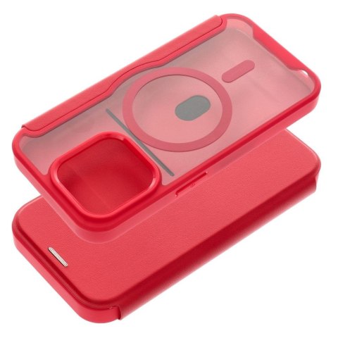 Etui z klapką na iPhone 15 PRO MAX Smart Mag zgodne z MagSafe czerwone