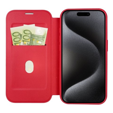 Etui z klapką na iPhone 15 PRO Smart Mag zgodne z MagSafe czerwone