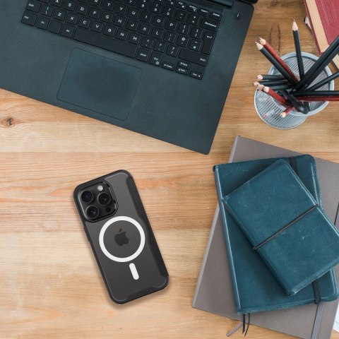 Etui z klapką na iPhone 16 PLUS Smart Mag zgodne z MagSafe czarne