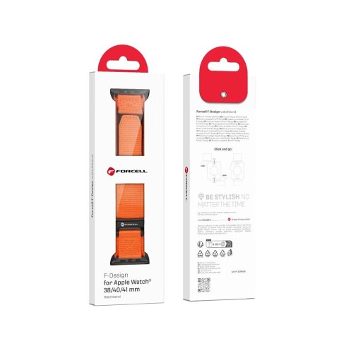 Pasek do Apple Watch Forcell F-Design FA05 rzep nylon 38 / 40 / 41 mm pomarańczowy