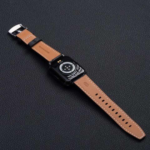 Pasek do Apple Watch Forcell F-Design FA20 dziurki skóra ekologiczna 38 / 40 / 41 mm czarny