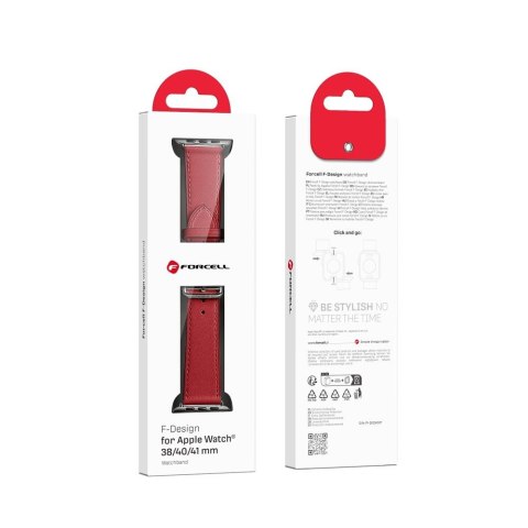 Pasek do Apple Watch Forcell F-Design FA20 dziurki skóra ekologiczna 38 / 40 / 41 mm czerwony