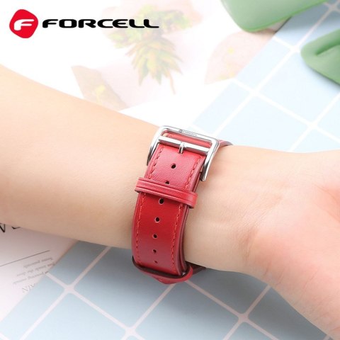 Pasek do Apple Watch Forcell F-Design FA20 dziurki skóra ekologiczna 42 / 44 / 45 / 49 mm czarny