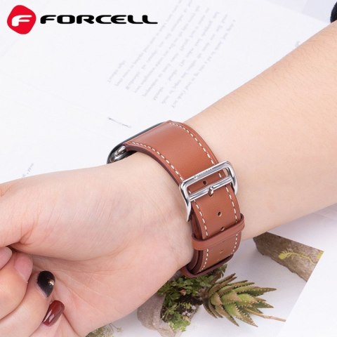 Pasek do Apple Watch Forcell F-Design FA20 dziurki skóra ekologiczna 42 / 44 / 45 / 49 mm czarny