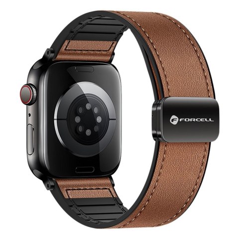 Pasek do Apple Watch Forcell F-Design FA21 magnetyczny skóra ekologiczna 38 / 40 / 41 mm brązowy