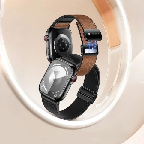 Pasek do Apple Watch Forcell F-Design FA21 magnetyczny skóra ekologiczna 38 / 40 / 41 mm czarny