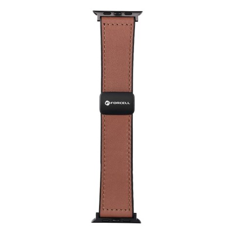 Pasek do Apple Watch Forcell F-Design FA21 magnetyczny skóra ekologiczna 42 / 44 / 45 / 49 mm brązowy