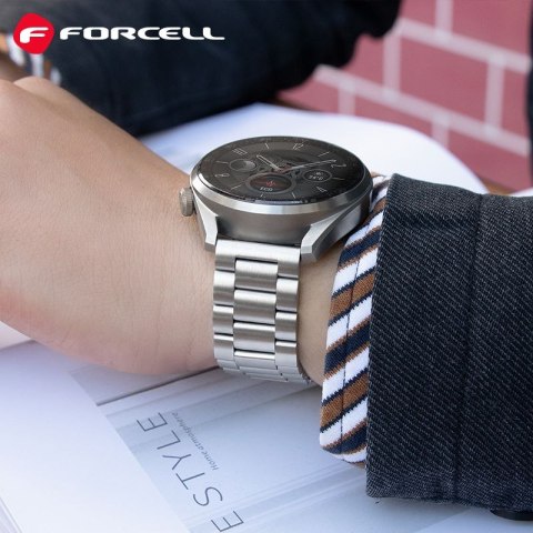 Pasek do Samsung Galaxy Watch Forcell F-Design FS06 zatrzask stal 20 mm srebrny
