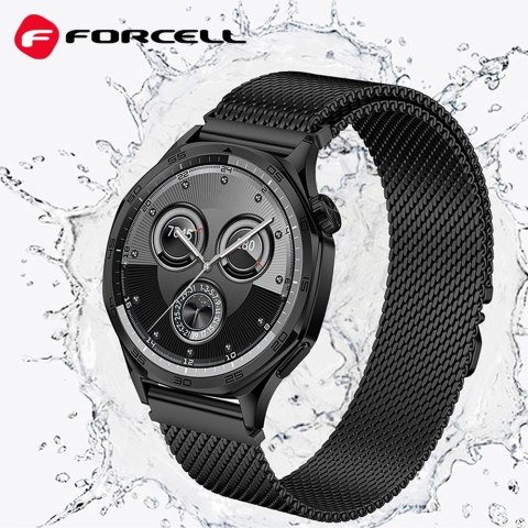 Pasek do Samsung Galaxy Watch Forcell F-Design FS10 magnetyczny stal 20 mm czarny
