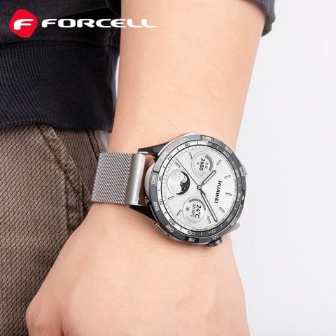 Pasek do Samsung Galaxy Watch Forcell F-Design FS11 magnetyczny stal 22 mm srebrny