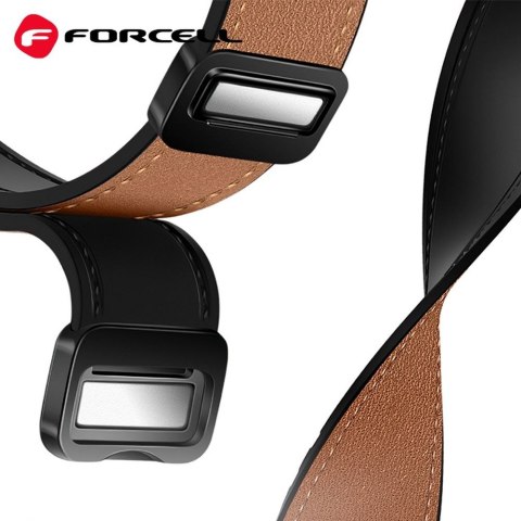 Pasek do Samsung Galaxy Watch Forcell F-Design FS20 magnetyczny skóra ekologiczna 20 mm brązowy