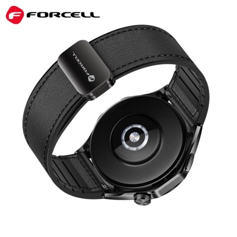Pasek do Samsung Galaxy Watch Forcell F-Design FS20 magnetyczny skóra ekologiczna 20 mm czarny