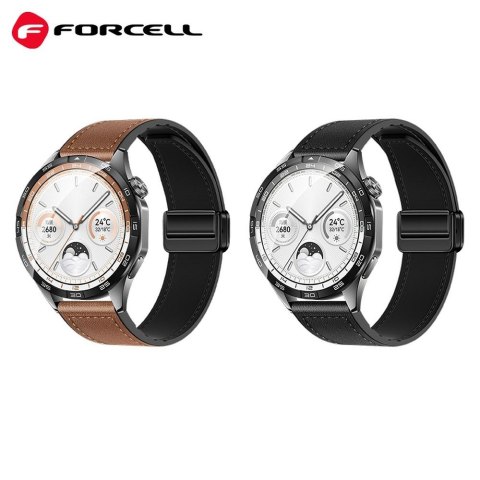Pasek do Samsung Galaxy Watch Forcell F-Design FS20 magnetyczny skóra ekologiczna 20 mm czarny