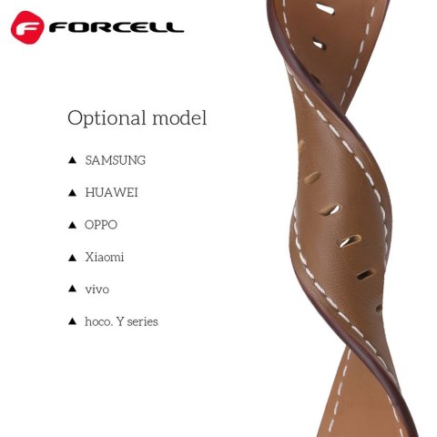 Pasek do Samsung Galaxy Watch Forcell F-Design FS21 dziurki skóra ekologiczna 22 mm brązowy