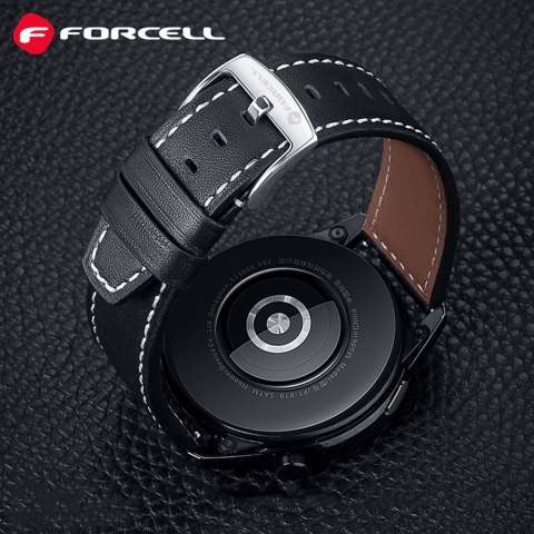 Pasek do Samsung Galaxy Watch Forcell F-Design FS21 dziurki skóra ekologiczna 22 mm czarny