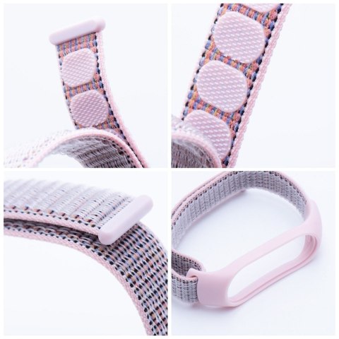 Pasek nylonowy do XIAOMI Mi Band 5 / 6 / 7 różowa (07)