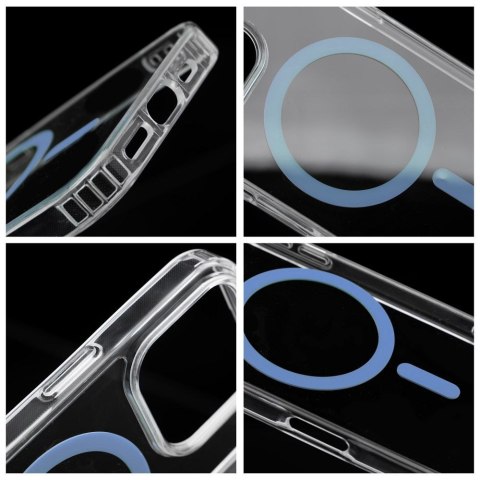 Etui na iPhone 12 PRO MAX Drop Glue Colorful Ring Mag Cover zgodny z MagSafe jasnoniebieskie