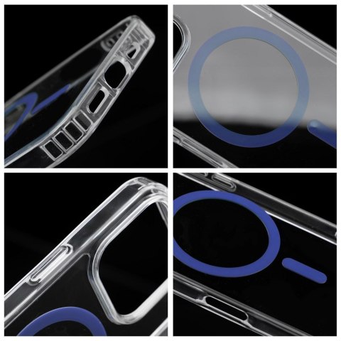 Etui na iPhone 14 Drop Glue Colorful Ring Mag Cover zgodny z MagSafe jasnoniebieskie