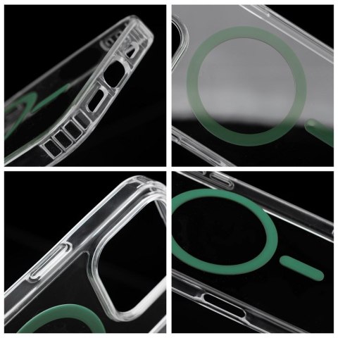 Etui na iPhone 14 PRO Drop Glue Colorful Ring Mag Cover zgodny z MagSafe ciemnozielone