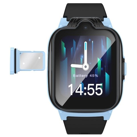 Smartwatch dla dzieci Hoco 1,69" 4G GPS z funkcją rozmowy Y104 niebieski
