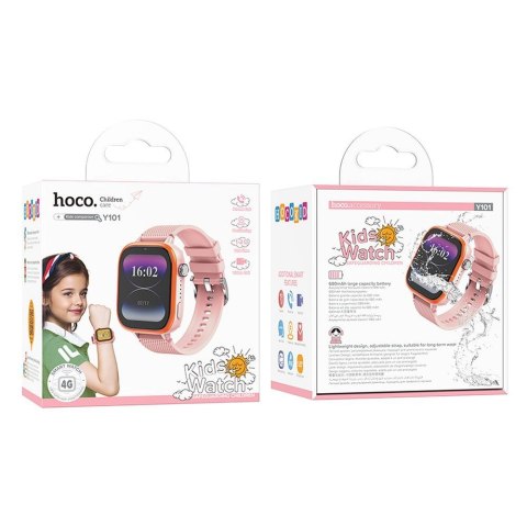 Smartwatch dla dzieci Hoco 1,83" 4G GPS z funkcją rozmowy Y101 różowy