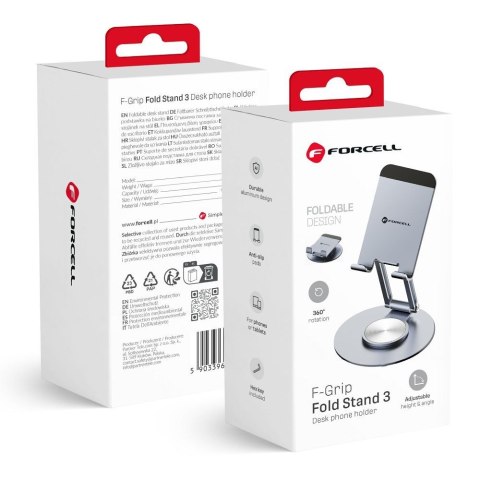 Uchwyt na telefon / tablet biurkowy składany Forcell F-Grip Fold Stand 3 360 szary