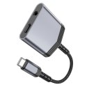 Adapter AUX 2w1 USB C do USB C / Jack 3,5 mm Hoco 27W LS39 szary