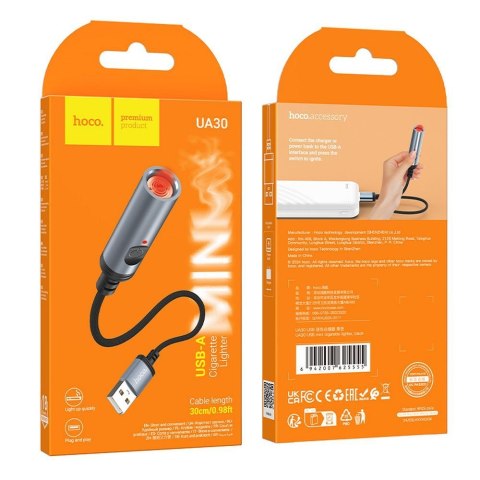 Adapter USB A do zapalniczka samochodowa Hoco 0,3 m UA30 czarny